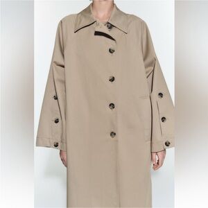 Zara Oversized Beige Trench Coat with Button Detail